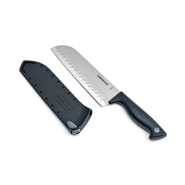 Farberware 5301748 Santoku Knife, 7 in L Blade, Stainless Steel Blade, Polypropylene Handle, Black Handle, Plain Blade, Pack of 3