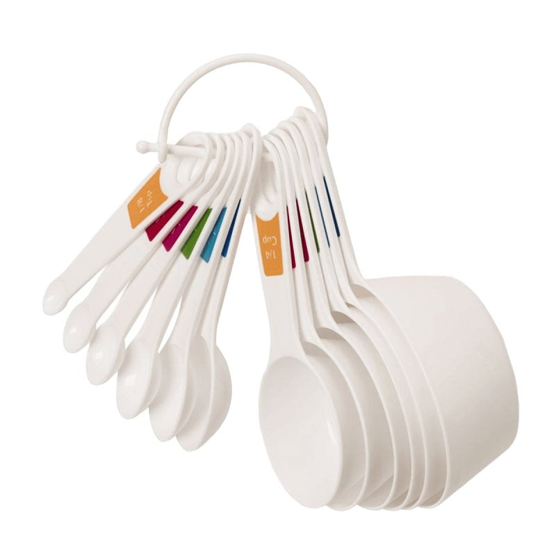 Farberware 5216060 Measuring Cup and Spoon Set, Plastic, White, Pack of 3