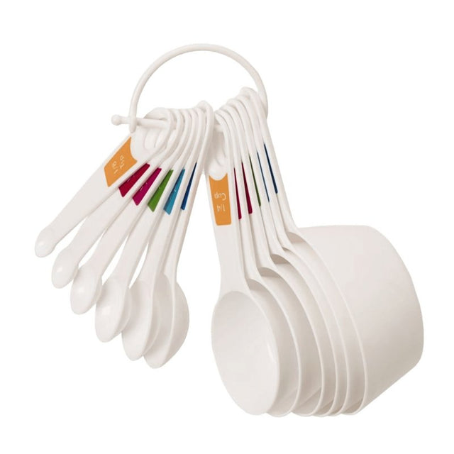 Farberware 5216060 Measuring Cup and Spoon Set, Plastic, White, Pack of 3