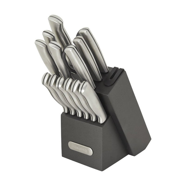 LifetimeBrands 5308303 Cutlery Set with Black Block, Stainless Steel, Pack of 2