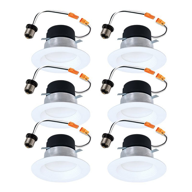 Halo LT4 Series LT4069FS1EWHR6PK Downlight, 8 W, 120 V, LED Lamp, Plastic, Matte