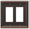Amerelle Chelsea Series 149RRDB Wallplate, Rocker, 4-7/8 in L, 4-15/16 in W, 2-Gang, Steel, Aged Bronze