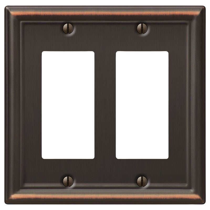 Amerelle Chelsea Series 149RRDB Wallplate, Rocker, 4-7/8 in L, 4-15/16 in W, 2-Gang, Steel, Aged Bronze
