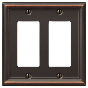 Amerelle Chelsea Series 149RRDB Wallplate, Rocker, 4-7/8 in L, 4-15/16 in W, 2-Gang, Steel, Aged Bronze
