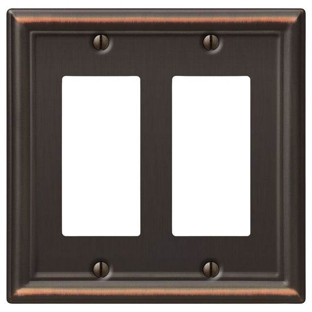Amerelle Chelsea Series 149RRDB Wallplate, Rocker, 4-7/8 in L, 4-15/16 in W, 2-Gang, Steel, Aged Bronze
