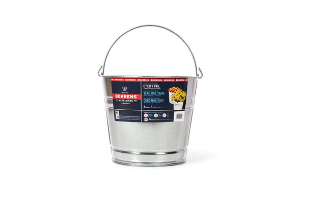 Behrens 1208GS Utility Pail, 8 qt Capacity, Steel, Galvanized