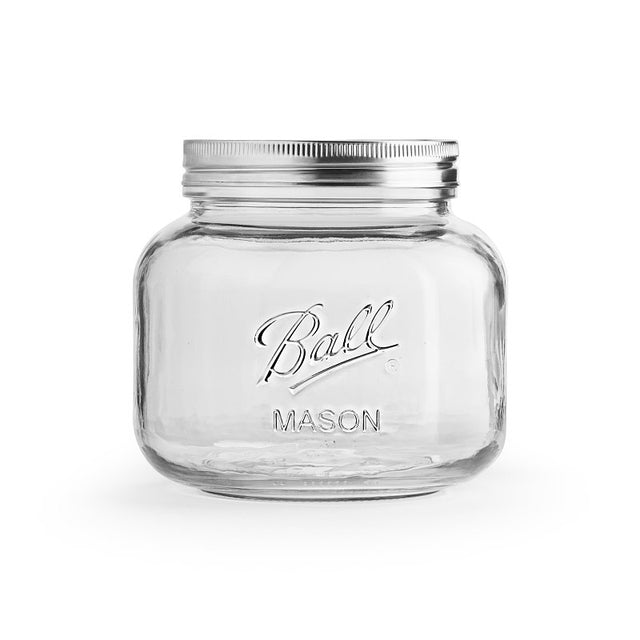 Ball 2176669 Decorative Mason Jar, 64 oz, Glass/Stainless Steel