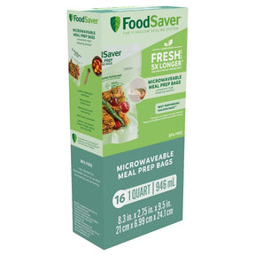 FoodSaver 2171101 Microwavable Meal Prep Bags, 1 qt Capacity, Multi-Color