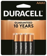 Duracell MN2400B8Z Battery, 1.5 V Battery, 1.15 Ah, AAA Battery, Flat Contact, Alkaline