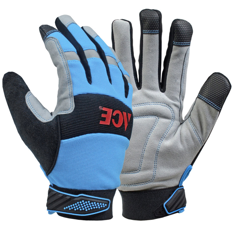 Ace S Leather Cold Weather Blue Gloves