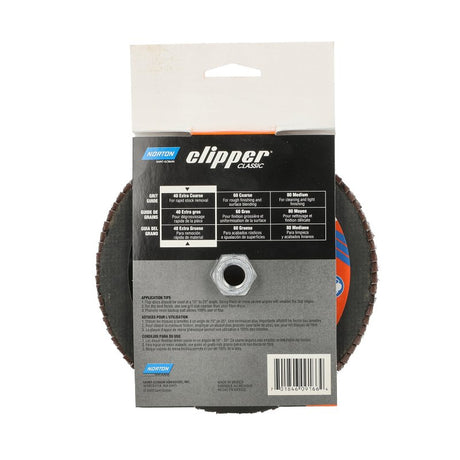 Norton Clipper 70184609166 Flap Disc, 7 in Dia, 5/8-11 Arbor, 40 Grit, Coarse, Zirconia Alumina Abrasive