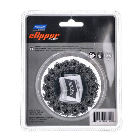 Norton Clipper Classic 70184609149 Wire Cup Brush, 3 in Dia, 5/8-11 Arbor/Shank, Standard Twist Knot Bristle