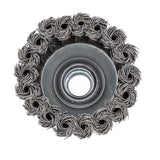 Norton 70184609150 Wire Cup Brush, 3 in Dia, 5/8 in Arbor/Shank, Knotted Bristle, 0.012 in Dia Bristle