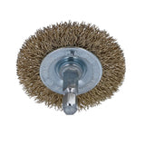 Norton 70184609160 Wire Wheel Brush, 2 in Dia, 1/4 in Arbor/Shank, Crimped Bristle, 0.012 in Dia Bristle
