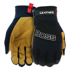 Boss Performance Series B51364-M Work Gloves, M, 7-1/8 to 8 in L, Reinforced Thumb, Slip-On, Spandex, Black