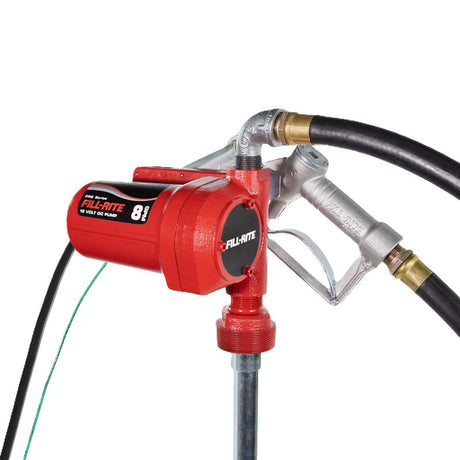 Fill-Rite FR8 Series FR8 Fuel Transfer Pump with Nozzle, Motor: 1/12 hp, 12 VDC, 15 A, 2600 rpm, 6 ft L Suction Tube