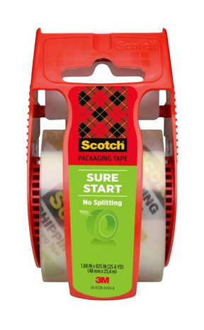 Scotch 145 Packing Tape, 22.2 yd L, 1.88 in W, Plastic Backing, Clear