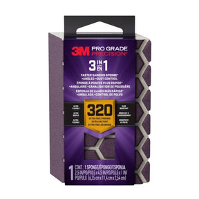 Pro Grade Precision DCDA320-PGP-1T 3-in-1 Sanding Sponge, 2-1/2 in L, 4-1/2 in W, 320 Grit, Extra Fine