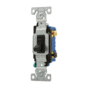 Eaton 1303-7BK Switch, 15 A, 120 V, Screw Terminal, Polycarbonate Housing Material, Black, Pack of 10