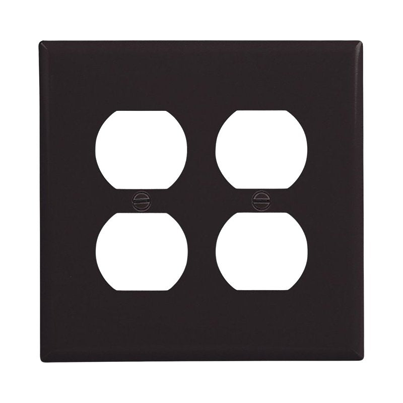Eaton PJ82BK Receptacle Wallplate, 4.87 in L, 4.94 in W, Mid, 2-Gang, Polycarbonate, Black, Pack of 20