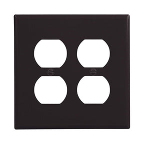 Eaton PJ82BK Receptacle Wallplate, 4.87 in L, 4.94 in W, Mid, 2-Gang, Polycarbonate, Black, Pack of 20