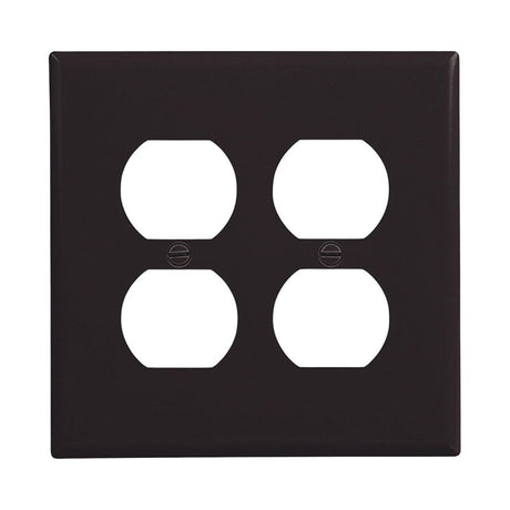 Eaton PJ82BK Receptacle Wallplate, 4.87 in L, 4.94 in W, Mid, 2-Gang, Polycarbonate, Black, Pack of 20