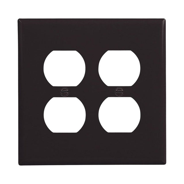 Eaton PJ82BK Receptacle Wallplate, 4.87 in L, 4.94 in W, Mid, 2-Gang, Polycarbonate, Black, Pack of 20