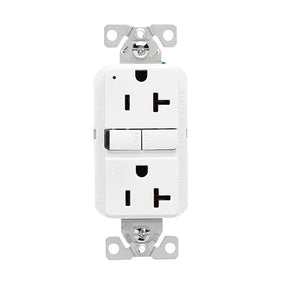 Eaton GF20W-BX-L Receptacle, 125 V, 20 A, NEMA: 5-20R, GFCI Socket, Back, Side Wiring, White, Pack of 10
