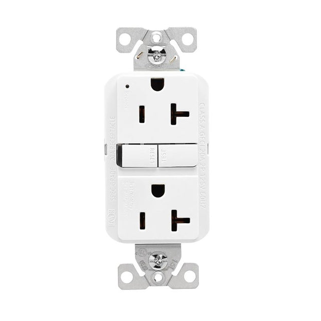 Eaton GF20W-BX-L Receptacle, 125 V, 20 A, NEMA: 5-20R, GFCI Socket, Back, Side Wiring, White, Pack of 10