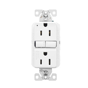 Eaton GF15W-BX-L Receptacle, 125 V, 15 A, NEMA: 5-15R, GFCI Socket, Back, Side Wiring, White, Pack of 10