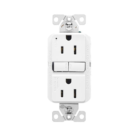 Eaton GF15W-BX-L Receptacle, 125 V, 15 A, NEMA: 5-15R, GFCI Socket, Back, Side Wiring, White, Pack of 10