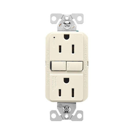 Eaton GF15LA-BX-L Receptacle, 125 V, 15 A, NEMA: 5-15R, GFCI Socket, Back, Side Wiring, Light Almond, Pack of 10
