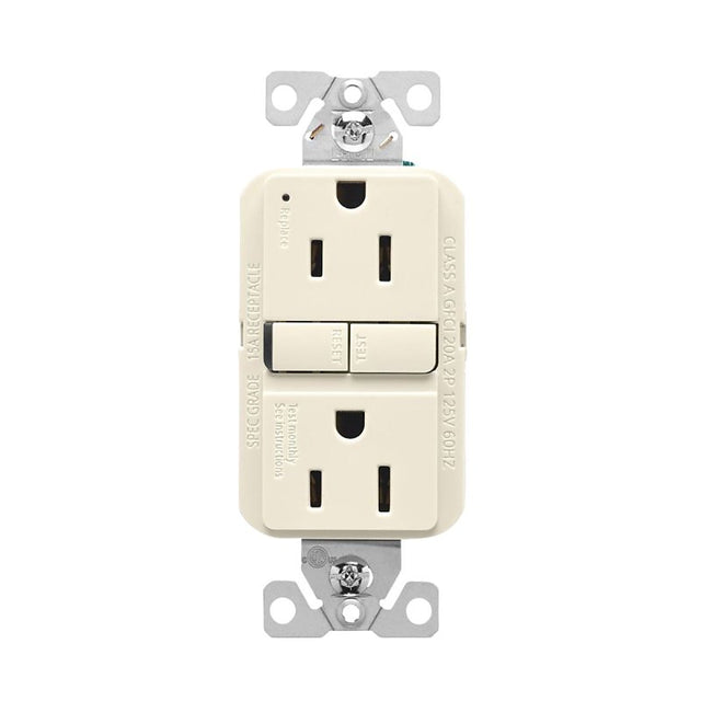 Eaton GF15LA-BX-L Receptacle, 125 V, 15 A, NEMA: 5-15R, GFCI Socket, Back, Side Wiring, Light Almond, Pack of 10