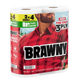 Brawny Tear-A-Square 44573 Paper Towel Roll, 3-Ply, Pack of 12