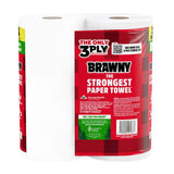 Brawny Tear-A-Square 44573 Paper Towel Roll, 3-Ply, Pack of 12