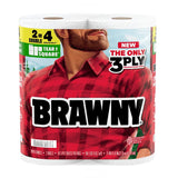 Brawny Tear-A-Square 44573 Paper Towel Roll, 3-Ply, Pack of 12