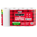 Brawny Tear-A-Square 44579 Paper Towel Roll, 3-Ply, Pack of 6