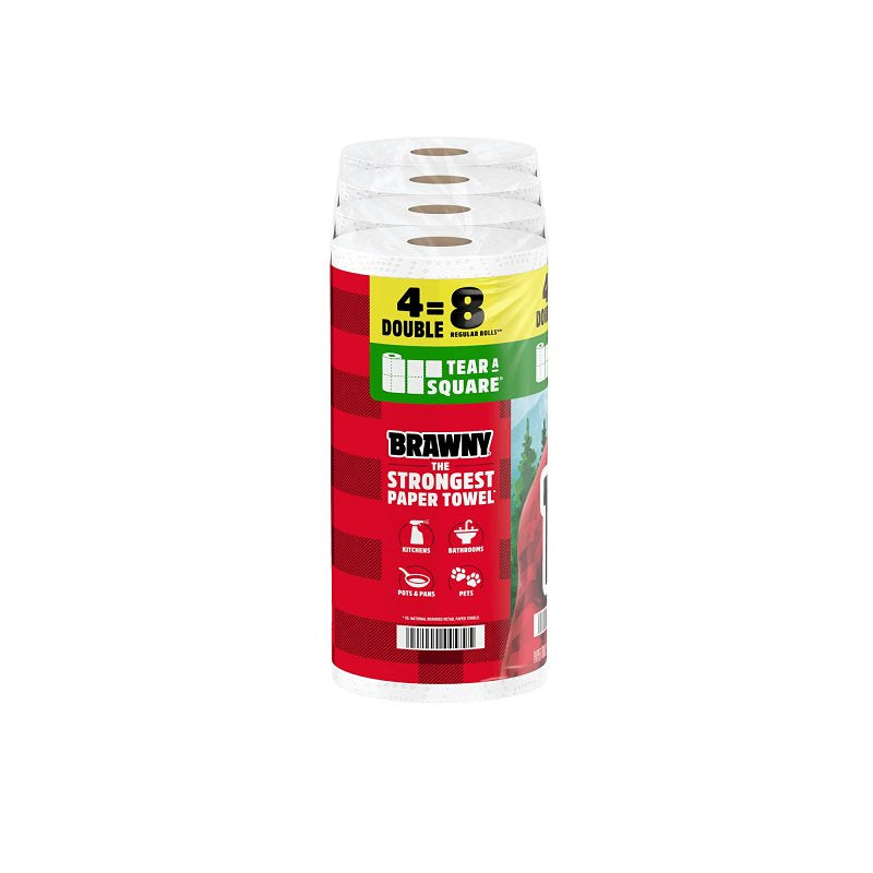 Brawny Tear-A-Square 44579 Paper Towel Roll, 3-Ply, Pack of 6