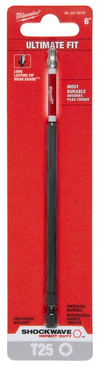 Milwaukee 48-32-4810 Impact Bit, T25 Drive, Torx Drive, 6 in L, Steel