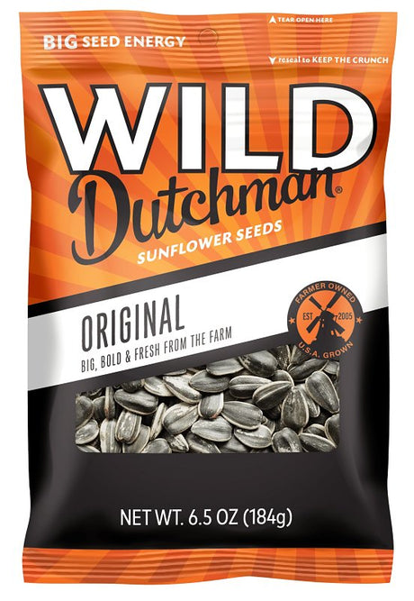 WILD Dutchman 50112 Roasted Sunflower Seed, Original Salted, 6.5 oz Bag, Pack of 12