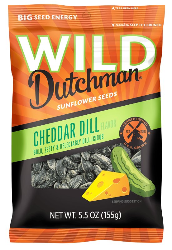 WILD Dutchman 508 Roasted Sunflower Seed, Cheddar Dill, 5.5 oz Bag, Pack of 12