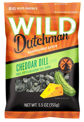 WILD Dutchman 508 Roasted Sunflower Seed, Cheddar Dill, 5.5 oz Bag, Pack of 12