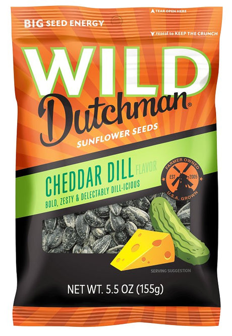 WILD Dutchman 508 Roasted Sunflower Seed, Cheddar Dill, 5.5 oz Bag, Pack of 12