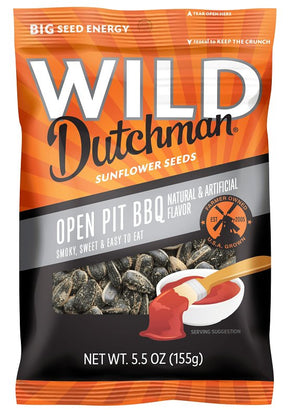 WILD Dutchman 519 Roasted Sunflower Seed, Open Pit BBQ, 5.5 oz Bag, Pack of 12