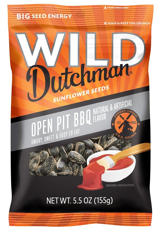 WILD Dutchman 519 Roasted Sunflower Seed, Open Pit BBQ, 5.5 oz Bag, Pack of 12