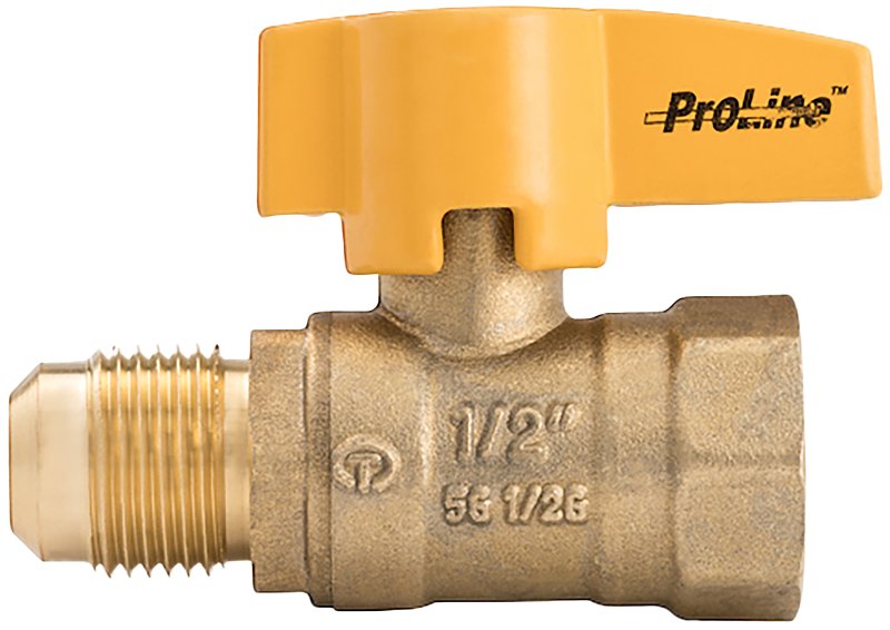 ProLine Series 114-623HN 2-Piece Gas Valve, 1/2 in Connection, Flare x FIP, 175 psi Pressure, Lever Actuator, Brass Body