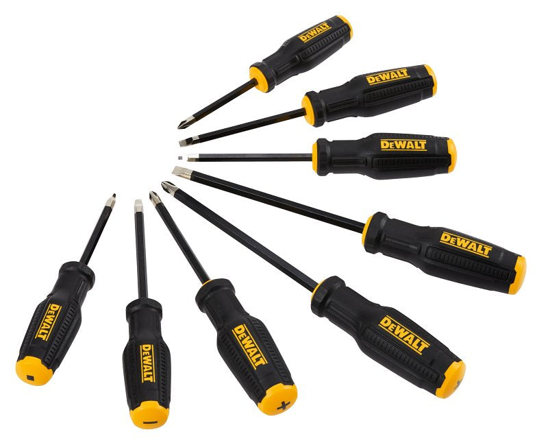 DEWALT TOUGHSeries DWHT65102 Screwdriver Set, 8-Piece, Steel, Chrome, Black