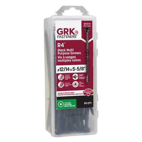 GRK Fasteners R4 03173 Framing Screw, #12/14 Thread, 5-5/8 in L, CEE, W-Cut Thread, Countersink Head, Zip-Tip Point