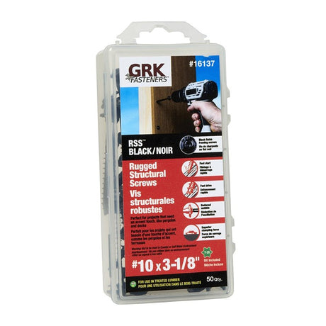 GRK Fasteners RSS 16137 Rugged Structural Screw, 0.194 in Thread, 3-1/8 in L, W-Cut Thread, Washer Head, Star Drive, 50