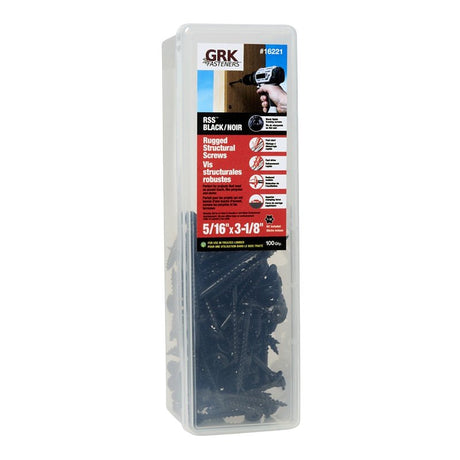 GRK Fasteners RSS 16221 Rugged Structural Screw, 5/16 in Thread, 3-1/8 in L, CEE, W-Cut Thread, Round Washer Head, Steel
